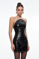 Kuş Gözü Detayli KrokodiL MiNi Bodycon ElbiSe