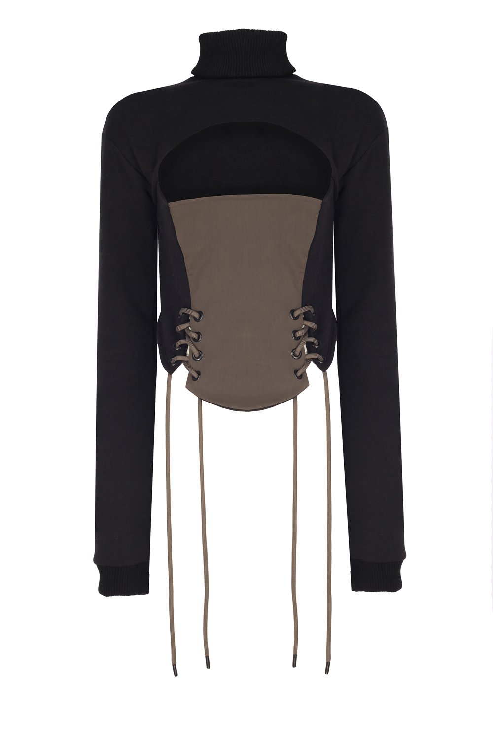 no'design-Önü Korse Detaylı Pencereli Sweatshirt-Sweatshirts & Hoodies-2-roqelvaxirum.shop
