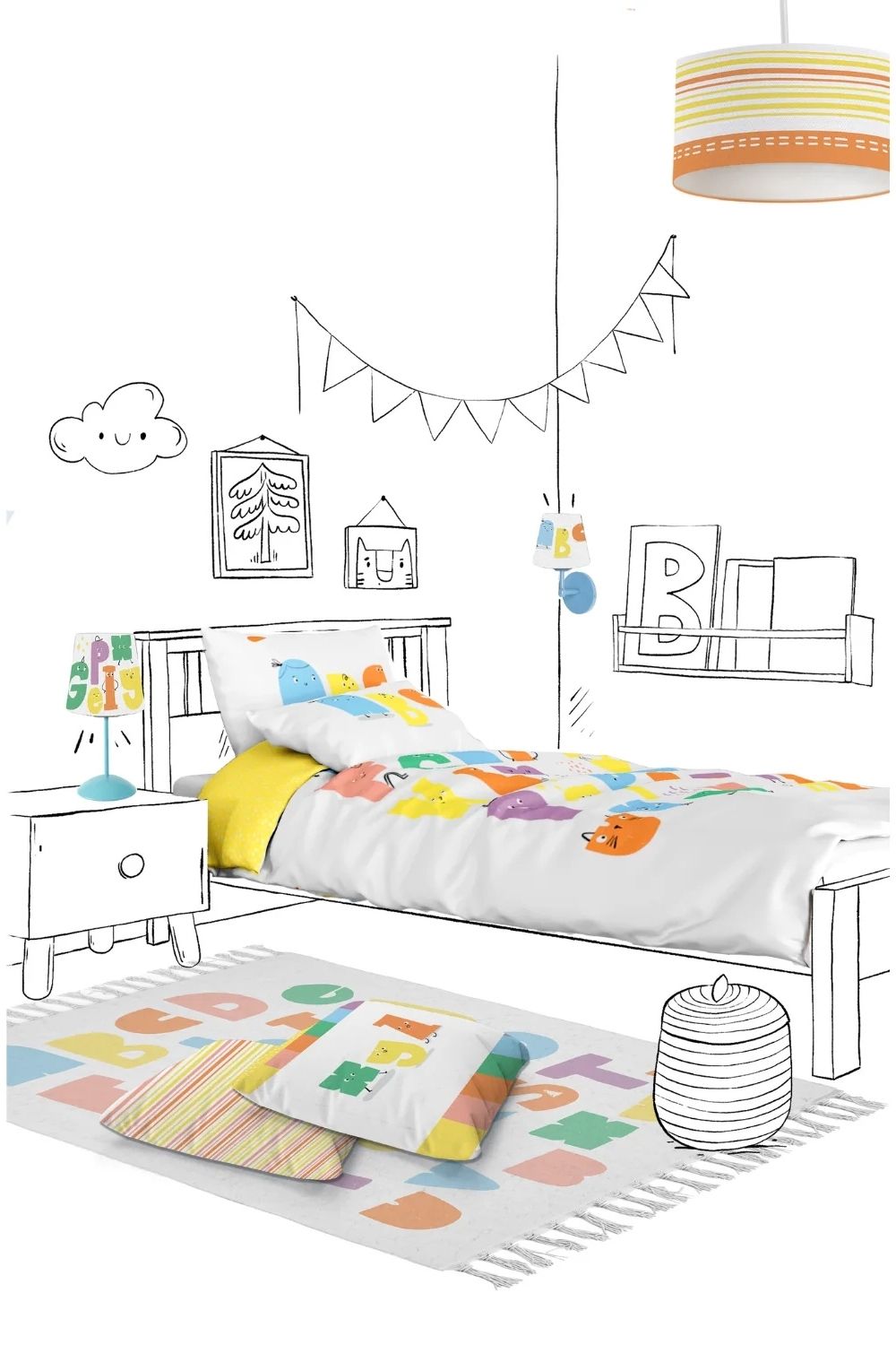 Alphabed Çift Taraflı Pamuk Saten Çocuk Nevresim Seti – Çok Renkli 140x200 Cm - 3