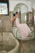 Romana Dantelli Uzun Elbise - Pembe - 2