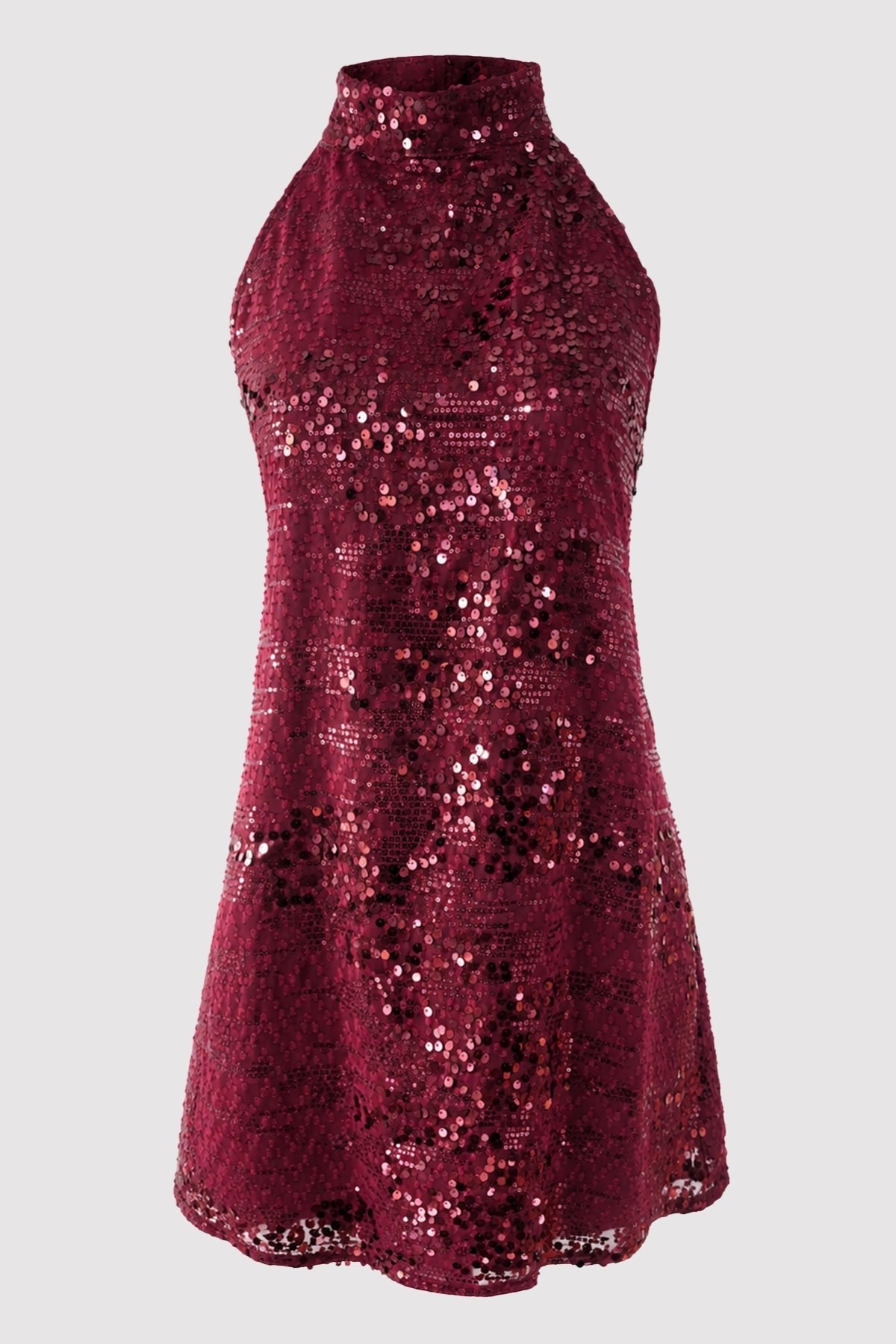 Sorbe Payetli Elbise - Bordo - 2