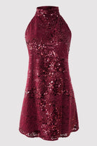 Sorbe Payetli Elbise - Bordo - 2