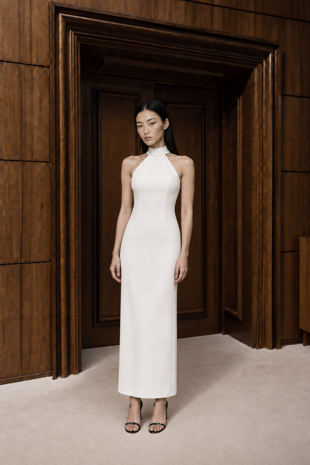 Marcel Midi Krep Elbise Ivory, Beyaz - 3