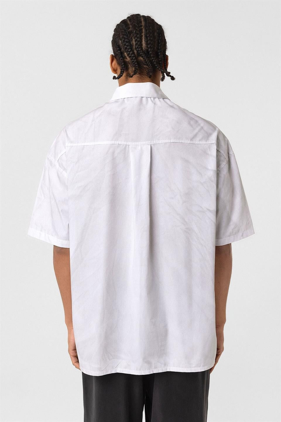 Oversize Yıkamalı Poplin Gömlek - Ekru - 5