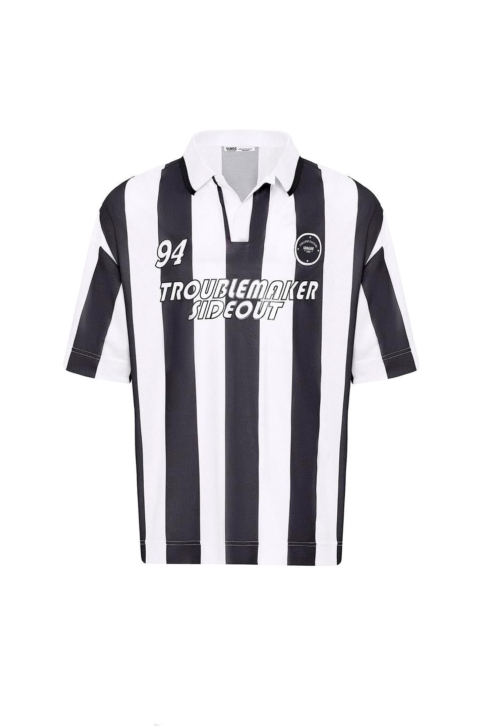 Oversize Polo Yaka Forma Tişört - Siyah - 0