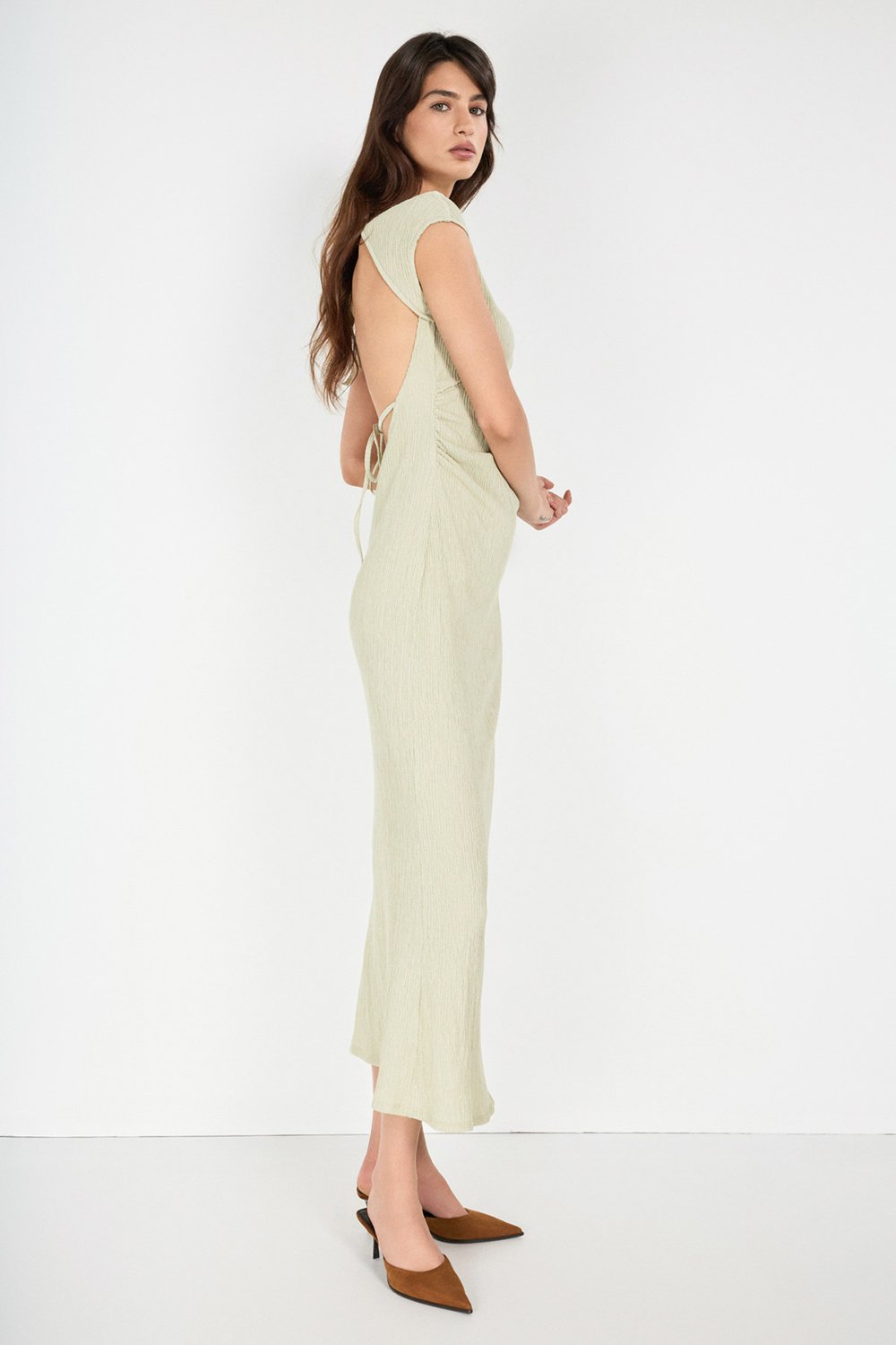 Sırtı Açık Maxi Elbise, MİNT - 6