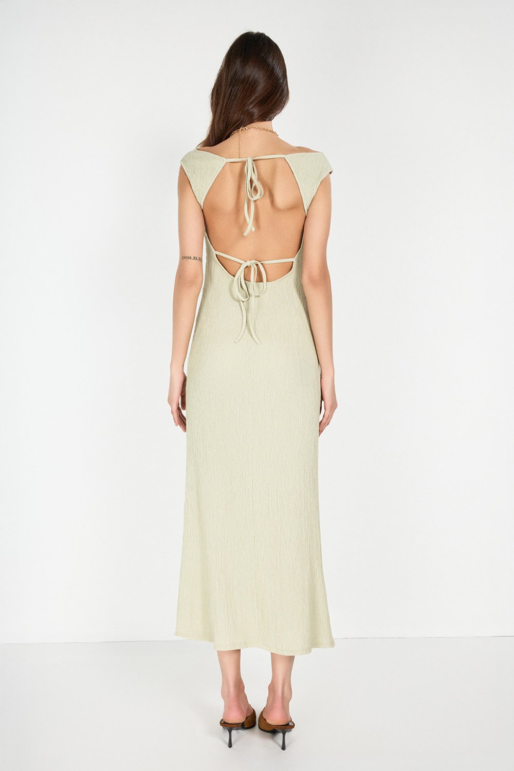 Sırtı Açık Maxi Elbise, MİNT - 7