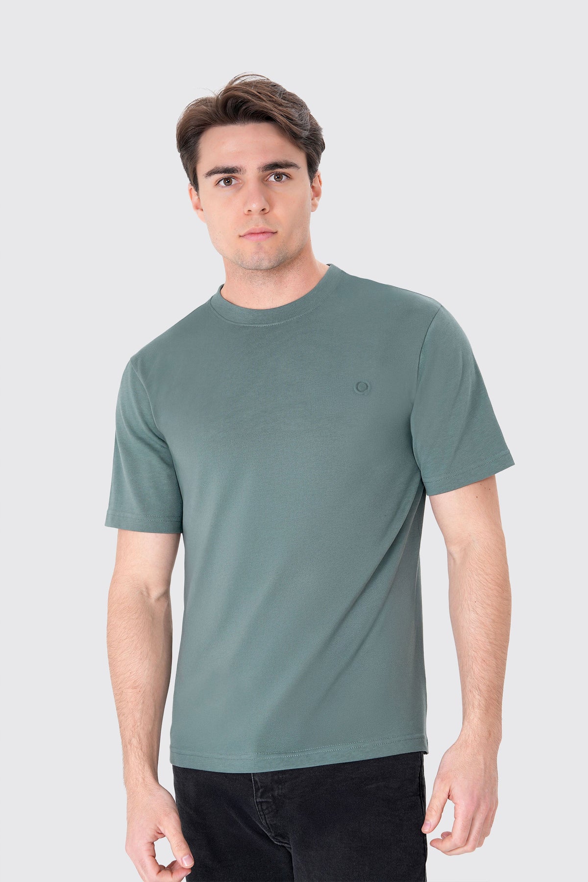 Basic Logolu Erkek Tişört, Yeşil - 2