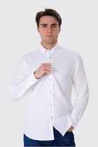 Slim Fit Oxford Erkek Gömlek, Beyaz - 2
