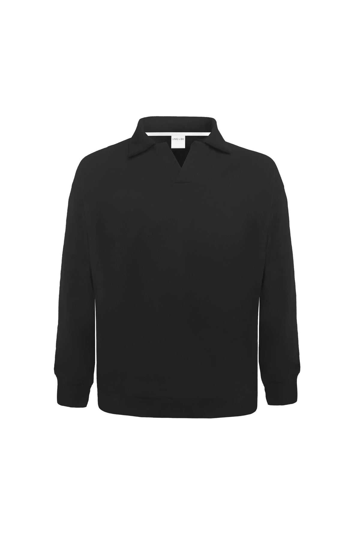 Polo Yaka Logo Nakışlı Sweatshirt, Antrasit - 0