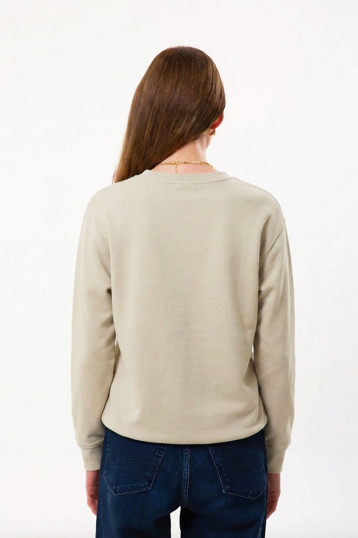 Regular Fit Logo Nakışlı Sweatshirt, Bej - 2