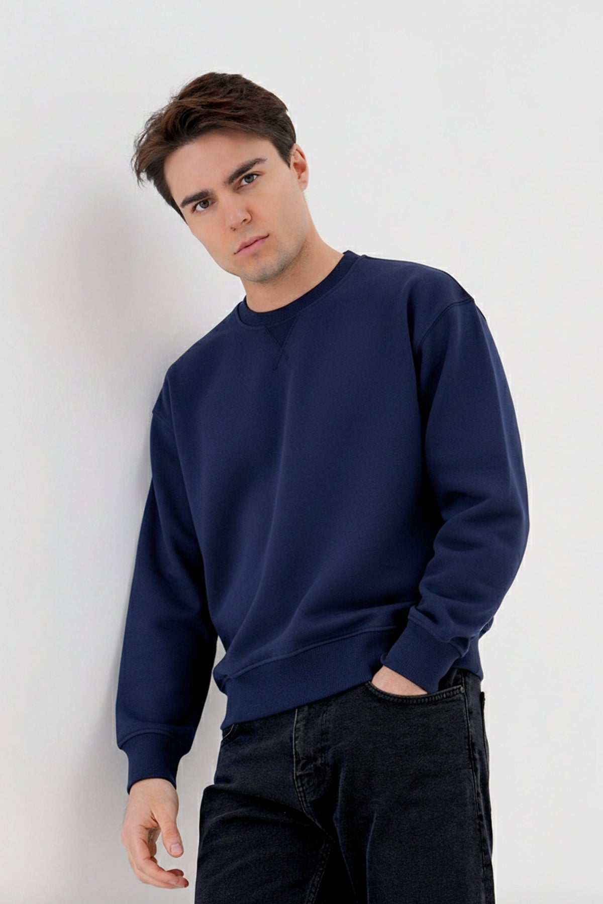 Regular Fit Logo Nakışlı Sweatshirt, Lacivert - 1