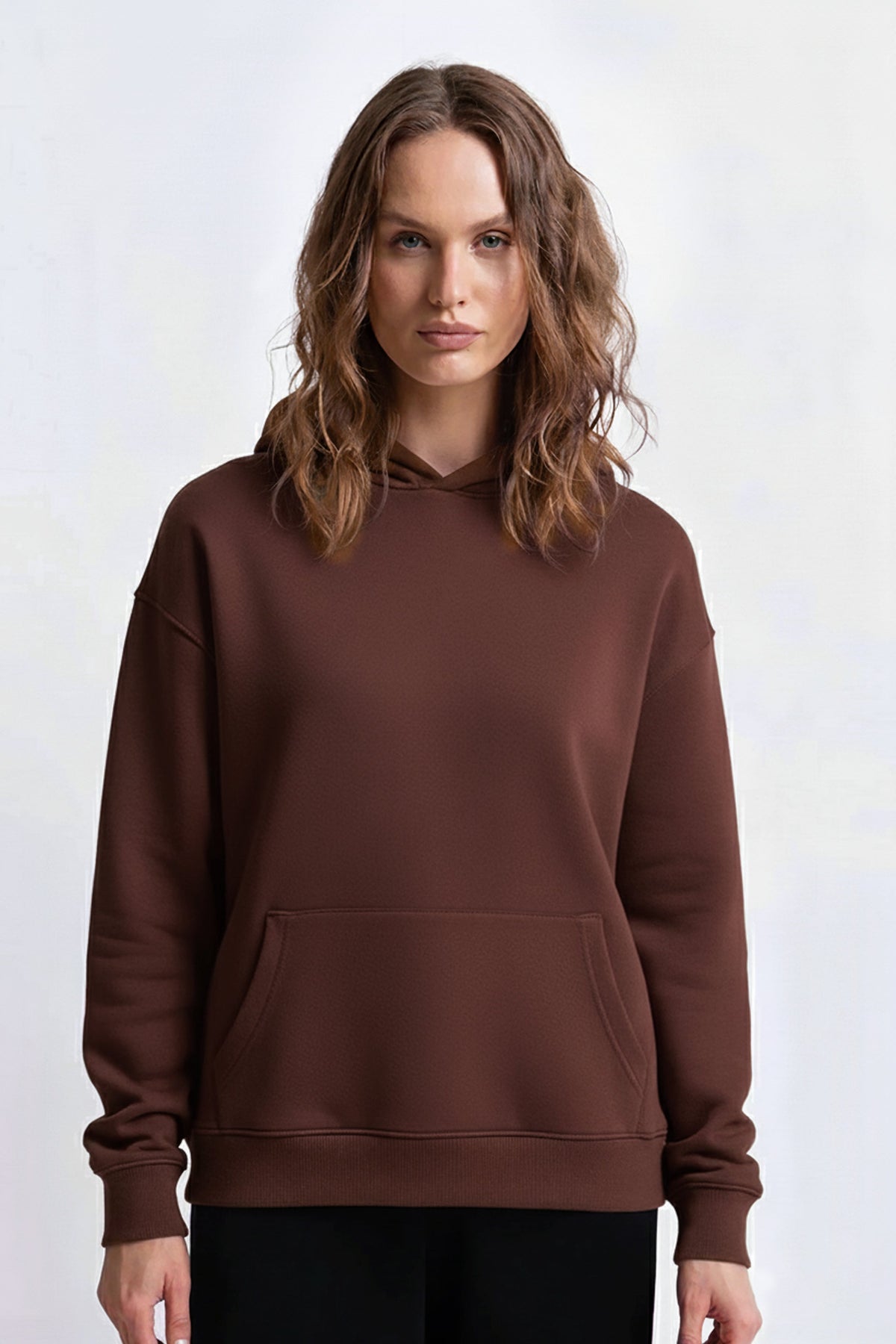 Kapüşonlu Logo Nakışlı Sweatshirt, Kahverengi - 2
