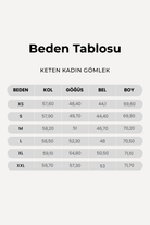 Keten Karışımlı Uzun Kollu Kadın Gömlek, Bej - 5