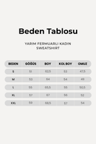 Yarım Fermuarlı Kadın Sweatshirt, Siyah - 3