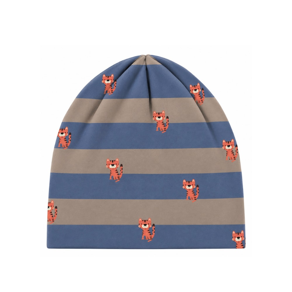 Kaplan Desenli Çift Kat Pamuk Çocuk Bere - 0