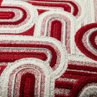 Ruby Puf - Kırmızı Geometrik Desenli - 3
