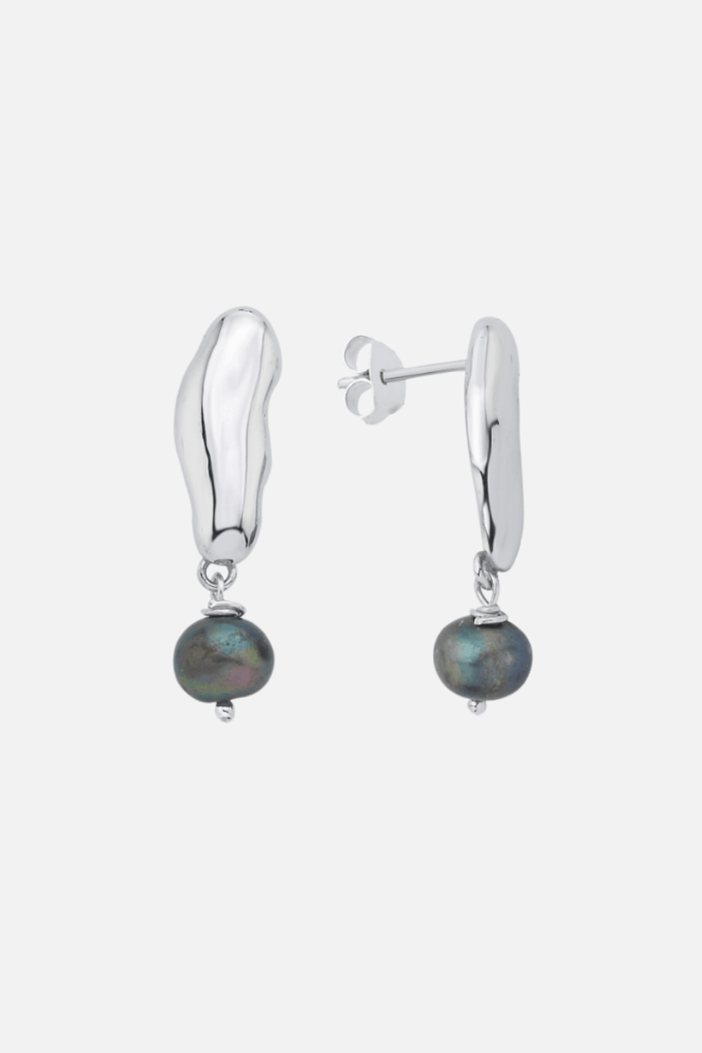 Linya Jewellery-Gera Siyah İncili Sallantılı Küpe Gümüş-Küpe-1-roqelvaxirum.shop