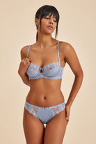 Amarelle-Paris Gri Mavi Balenli Dantelli Dolgusuz Toparlayıcı Balkonet Sütyen-Top-7-roqelvaxirum.shop