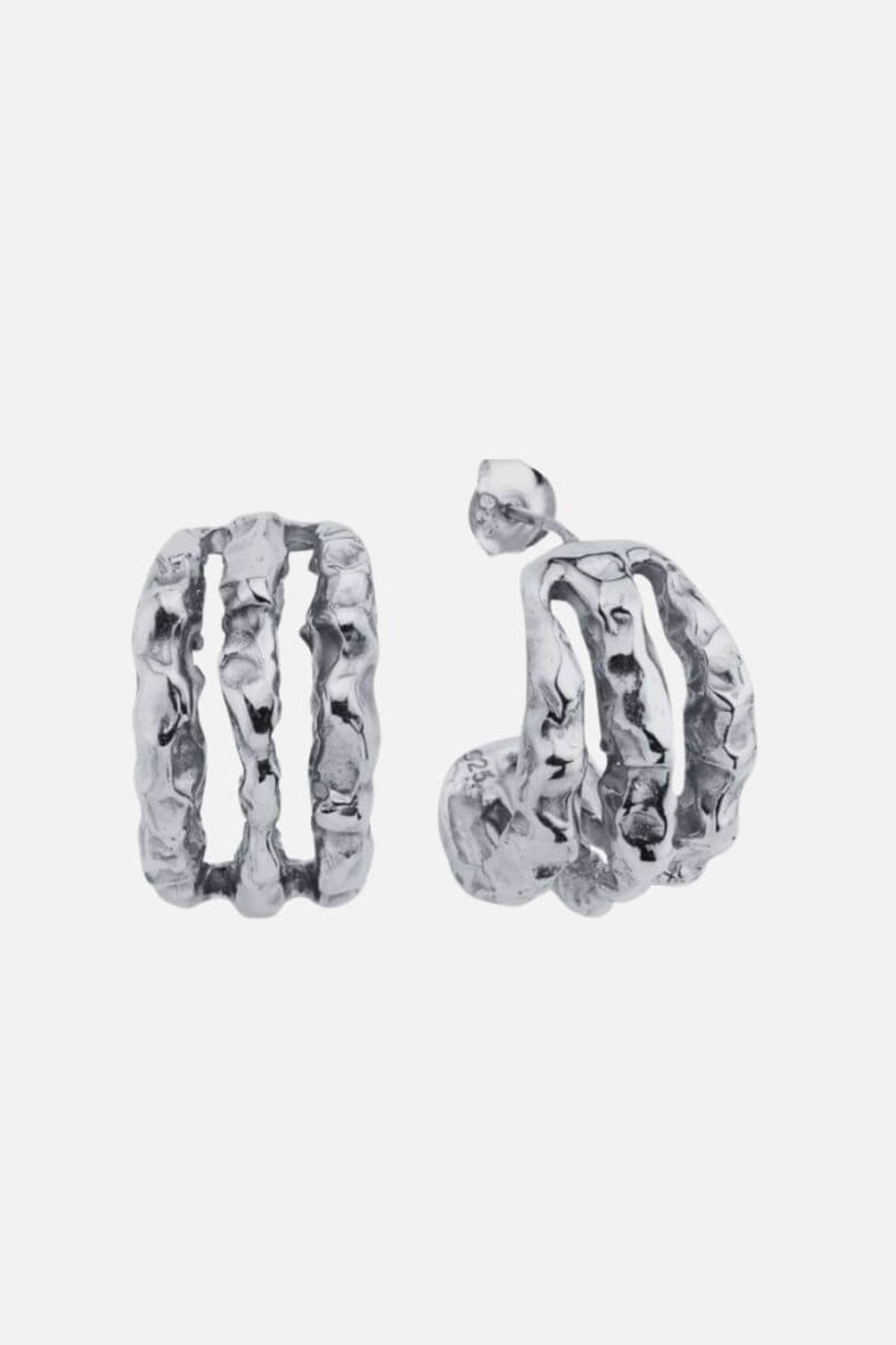 Linya Jewellery-Terty Amorf Üçlü Halka Küpe Gümüş-Küpe-1-roqelvaxirum.shop