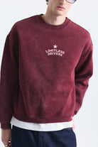 Overize Baskılı Bisiklet Yaka Sweatshirt