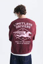 Overize Baskılı Bisiklet Yaka Sweatshirt