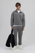 Oversize Fermuarlı Dik Yaka Sweatshirt