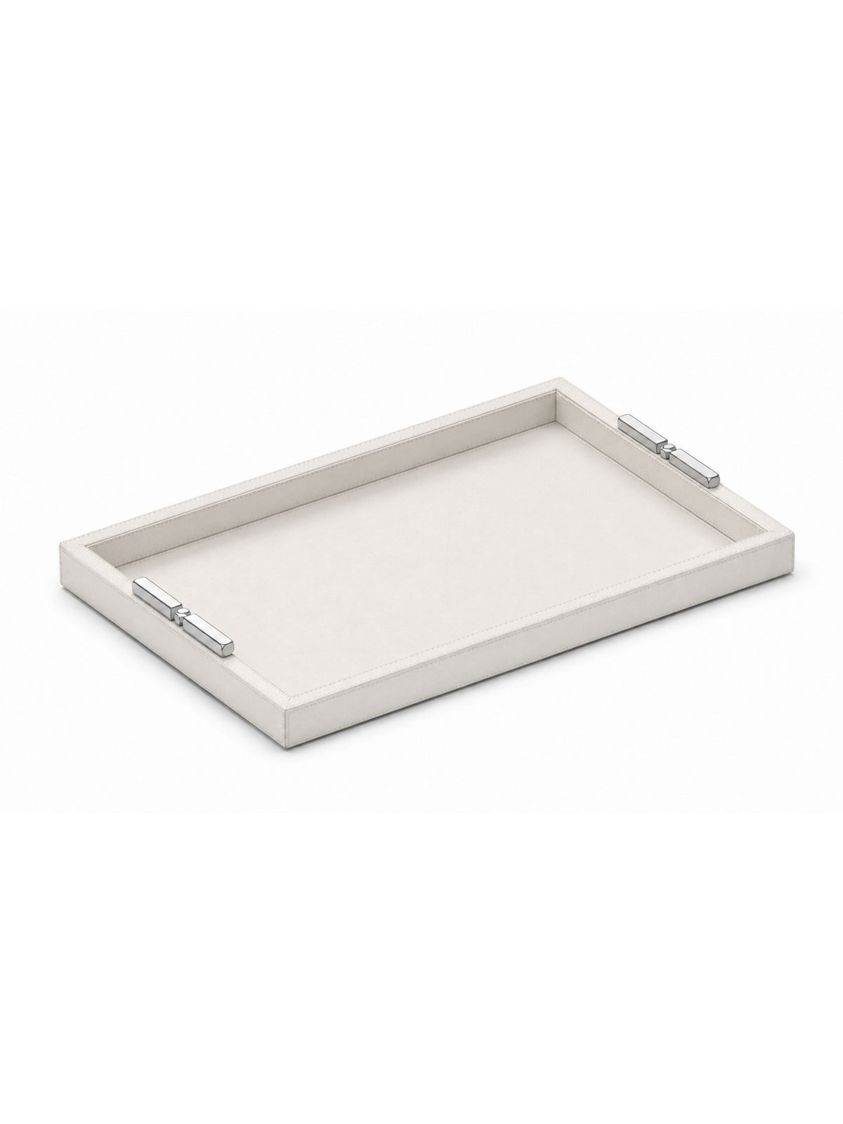 Memonza-Viéns Gümüş Detaylı Bej Deri Tepsi Large-Tepsi-1-roqelvaxirum.shop