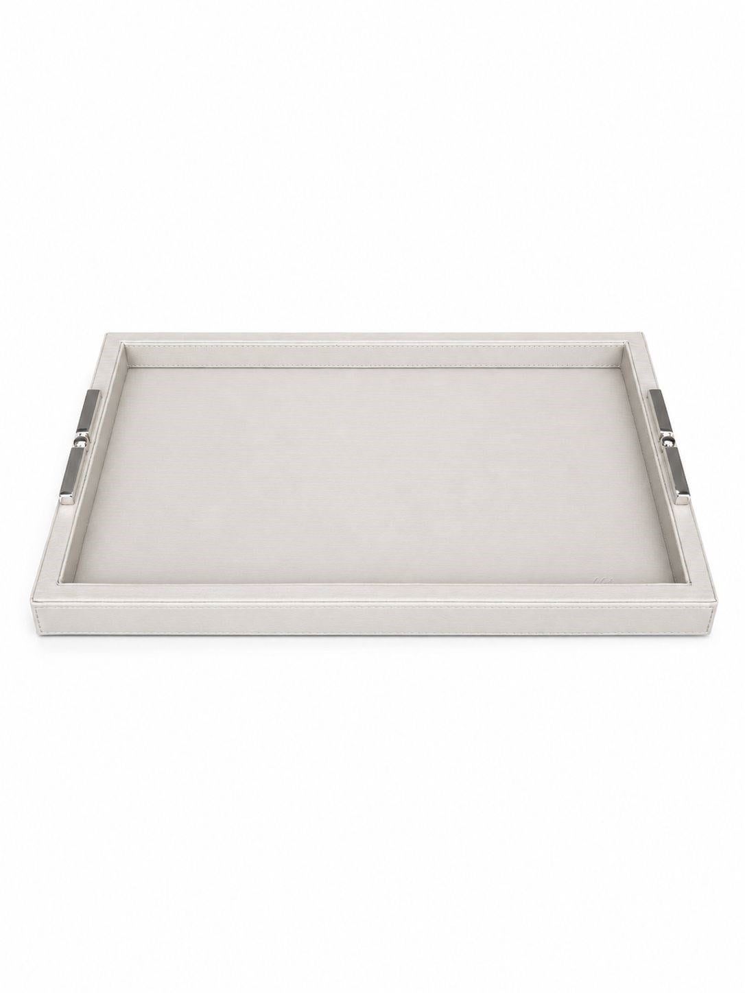 Memonza-Viéns Gümüş Detaylı Bej Deri Tepsi Large-Tepsi-3-roqelvaxirum.shop