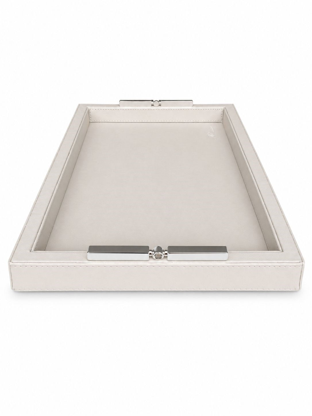 Memonza-Viéns Gümüş Detaylı Bej Deri Tepsi Medium-Tepsi-4-roqelvaxirum.shop