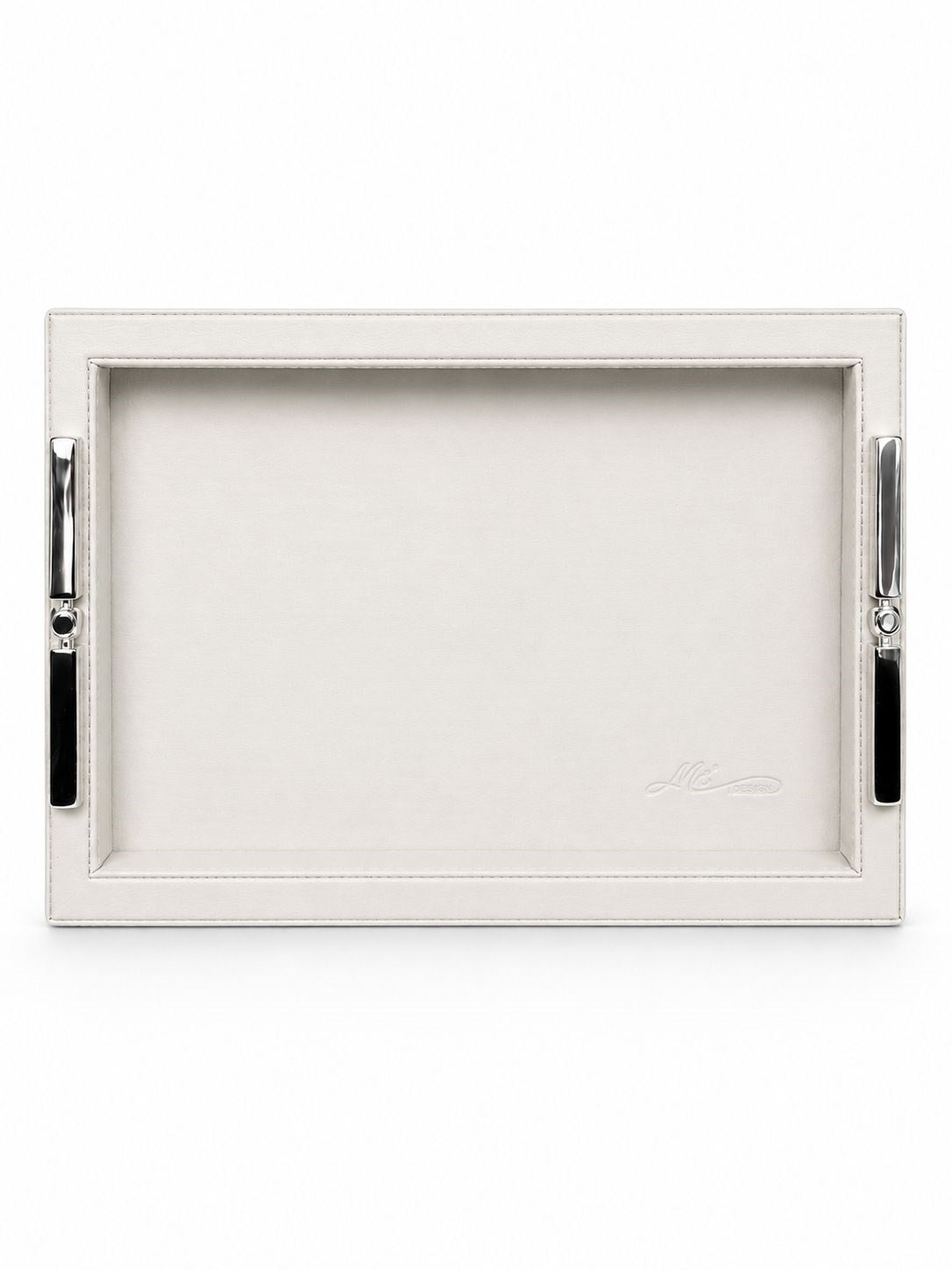 Memonza-Viéns Gümüş Detaylı Bej Deri Tepsi Small-Tepsi-2-roqelvaxirum.shop