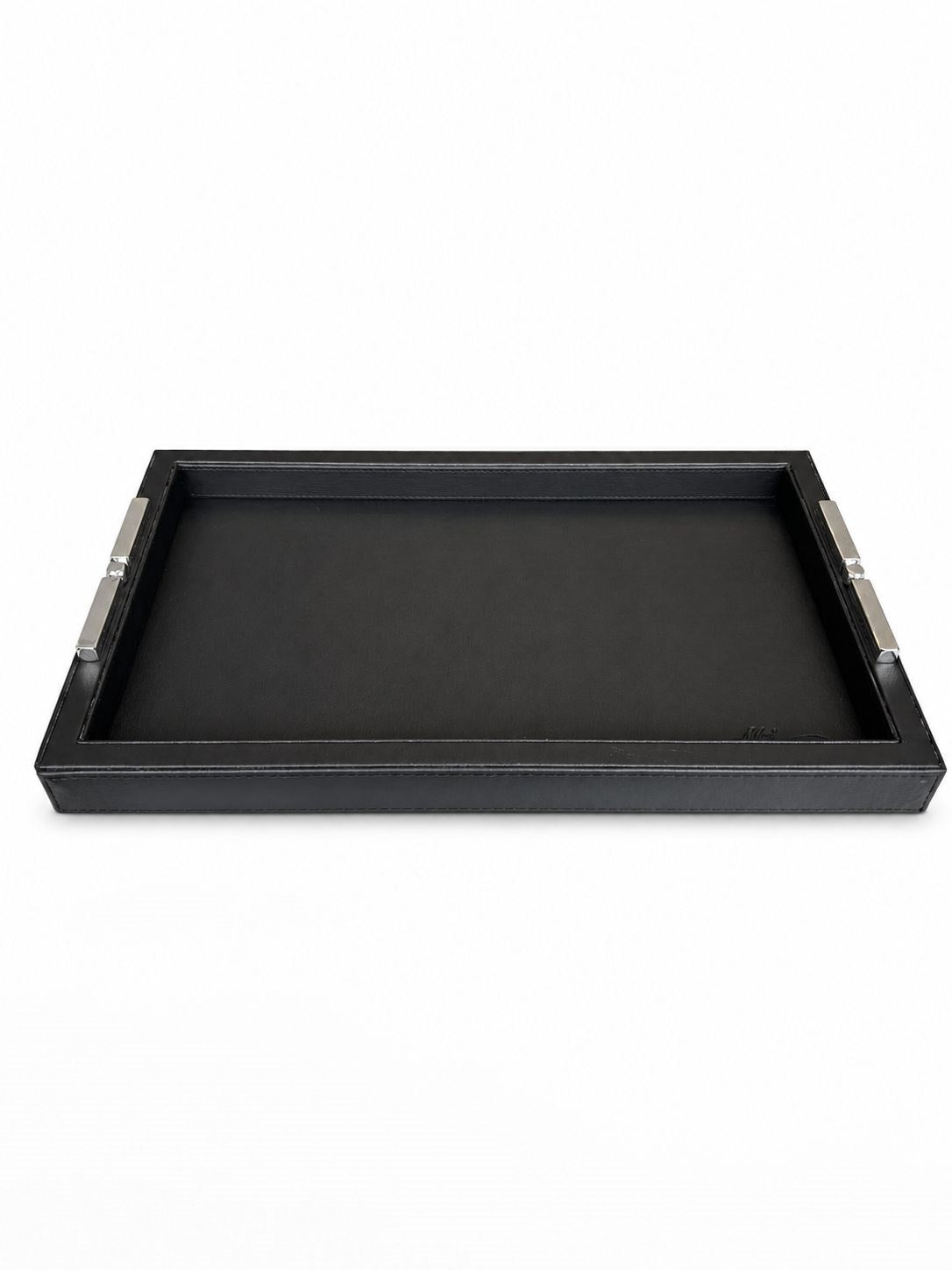 Memonza-Viéns Gümüş Detaylı Siyah Deri Tepsi Medium-Tepsi-3-roqelvaxirum.shop