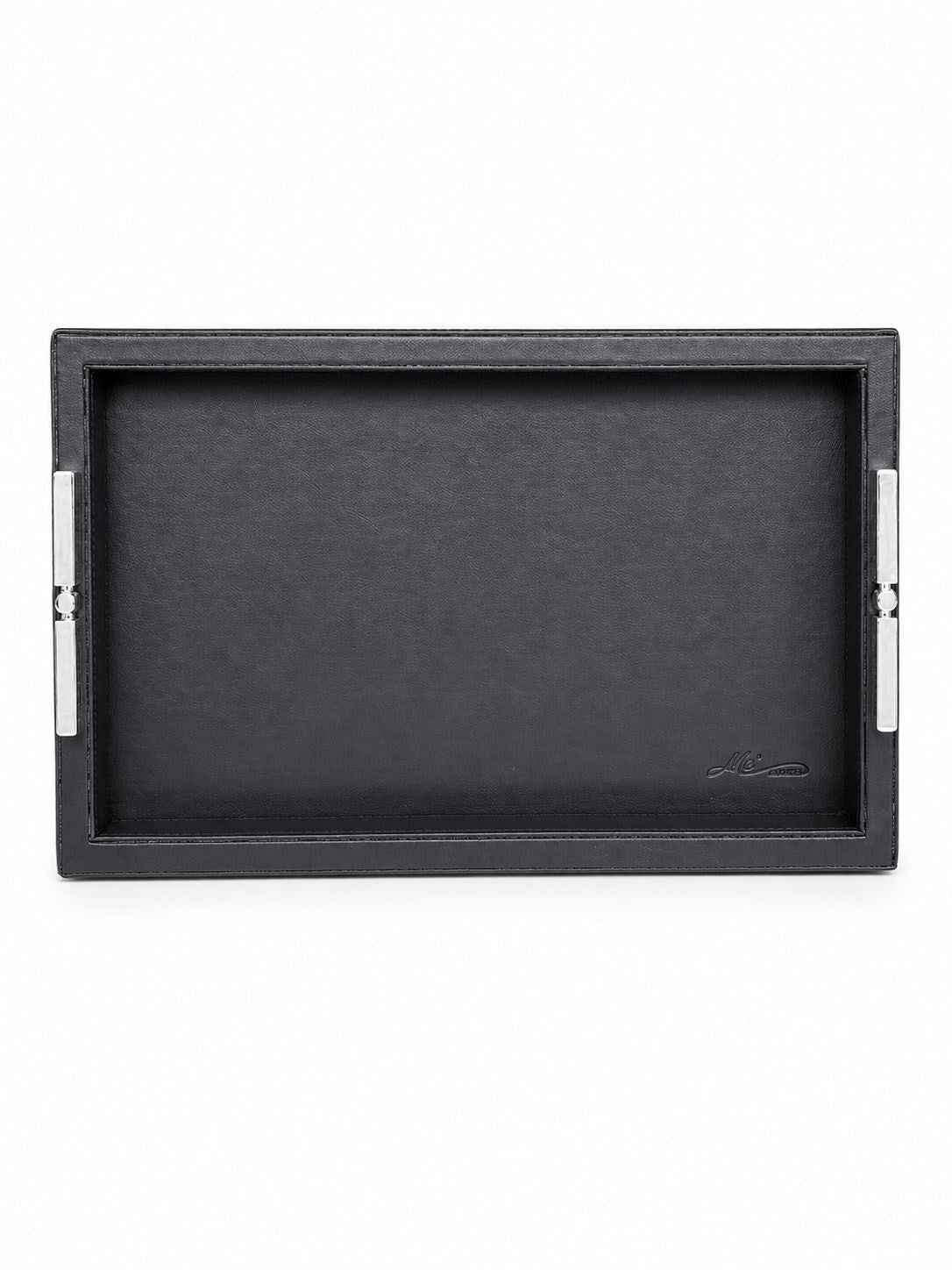 Memonza-Viéns Gümüş Detaylı Siyah Deri Tepsi Medium-Tepsi-2-roqelvaxirum.shop