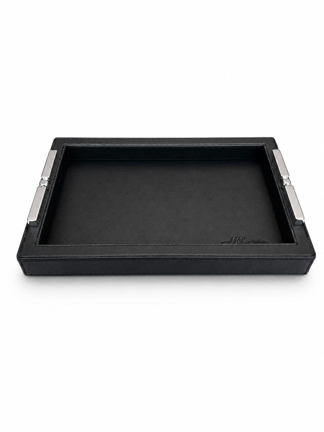 Memonza-Viéns Gümüş Detaylı Siyah Deri Tepsi Small-Tepsi-3-roqelvaxirum.shop
