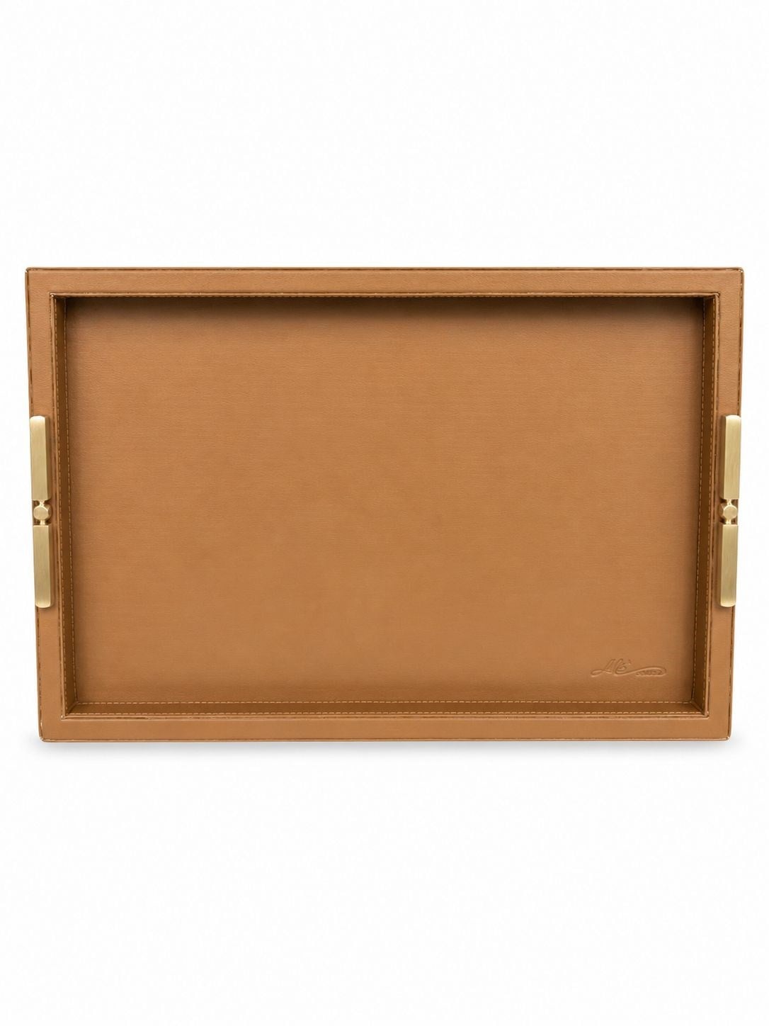Memonza-Viéns Pirinç Detaylı Taba Deri Tepsi Large-Tepsi-2-roqelvaxirum.shop