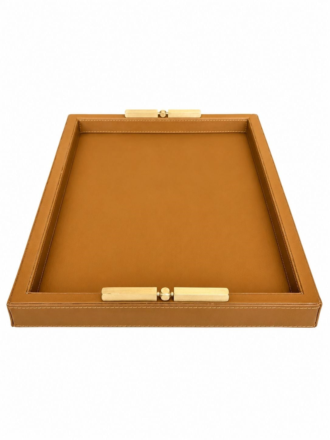 Memonza-Viéns Pirinç Detaylı Taba Deri Tepsi Large-Tepsi-4-roqelvaxirum.shop