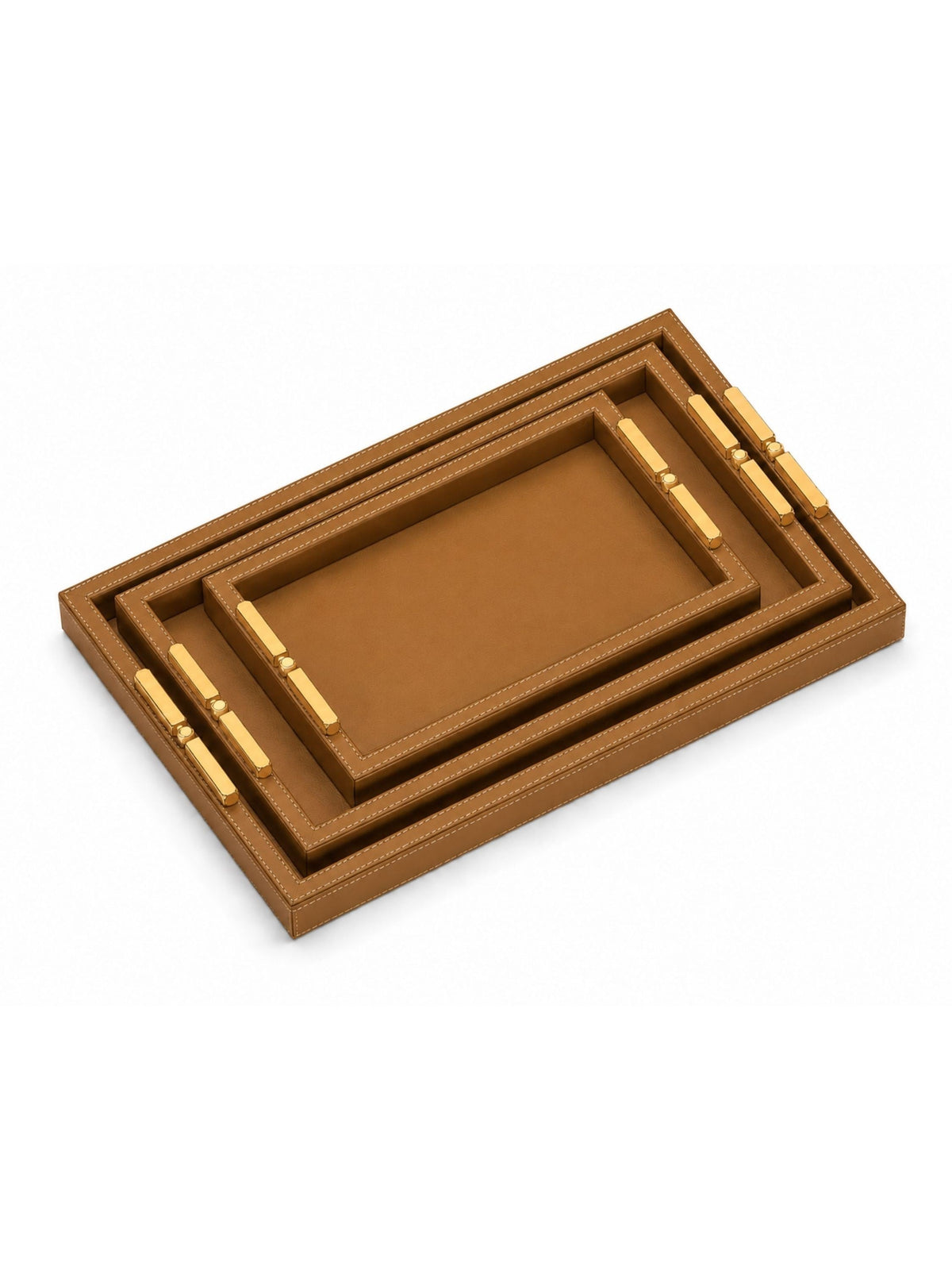 Memonza-Viéns Pirinç Detaylı Taba Deri Tepsi Medium-Tepsi-5-roqelvaxirum.shop