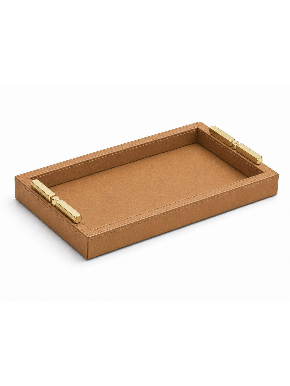 Memonza-Viéns Pirinç Detaylı Taba Deri Tepsi Small-Tepsi-1-roqelvaxirum.shop