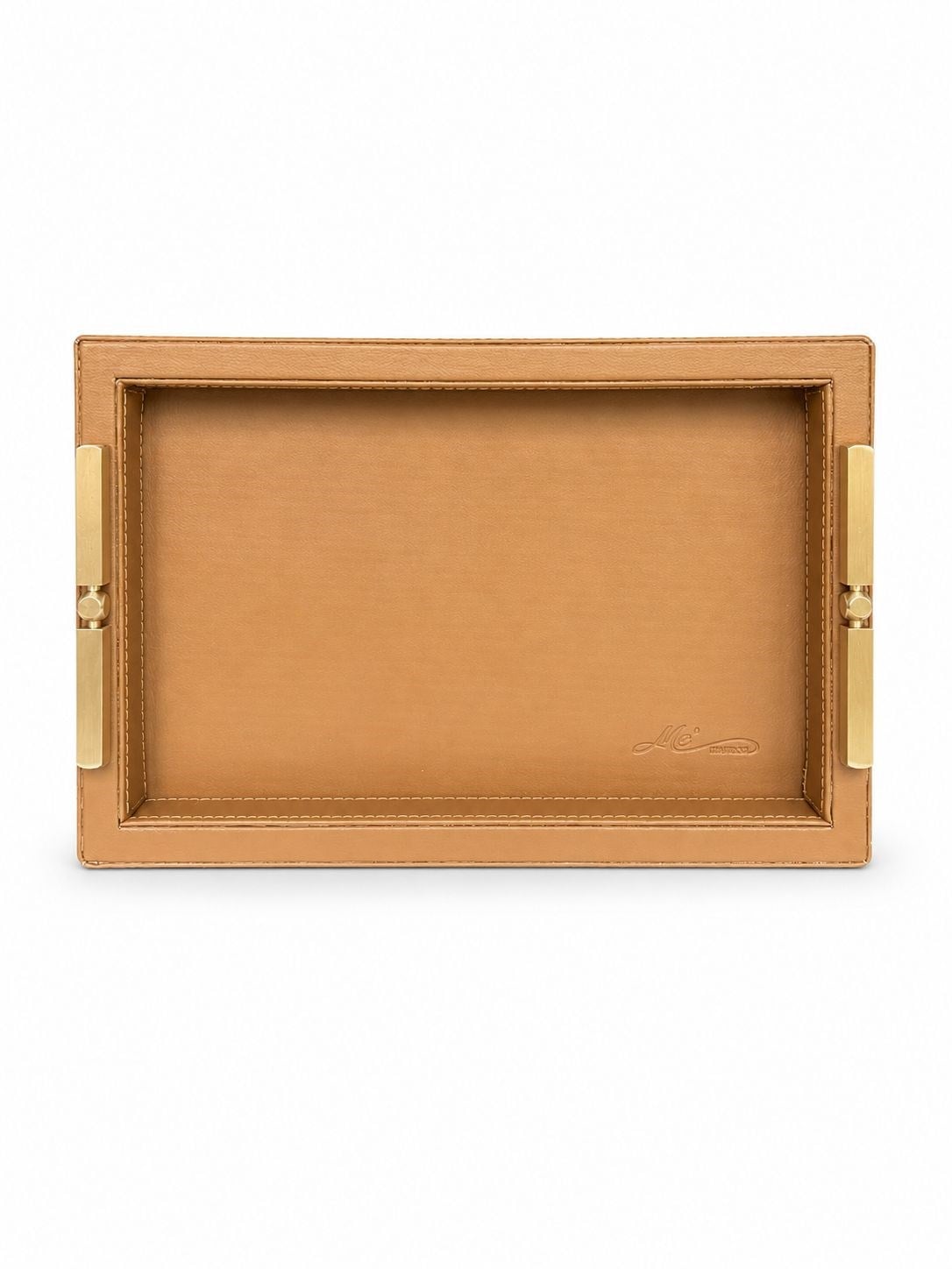 Memonza-Viéns Pirinç Detaylı Taba Deri Tepsi Small-Tepsi-2-roqelvaxirum.shop