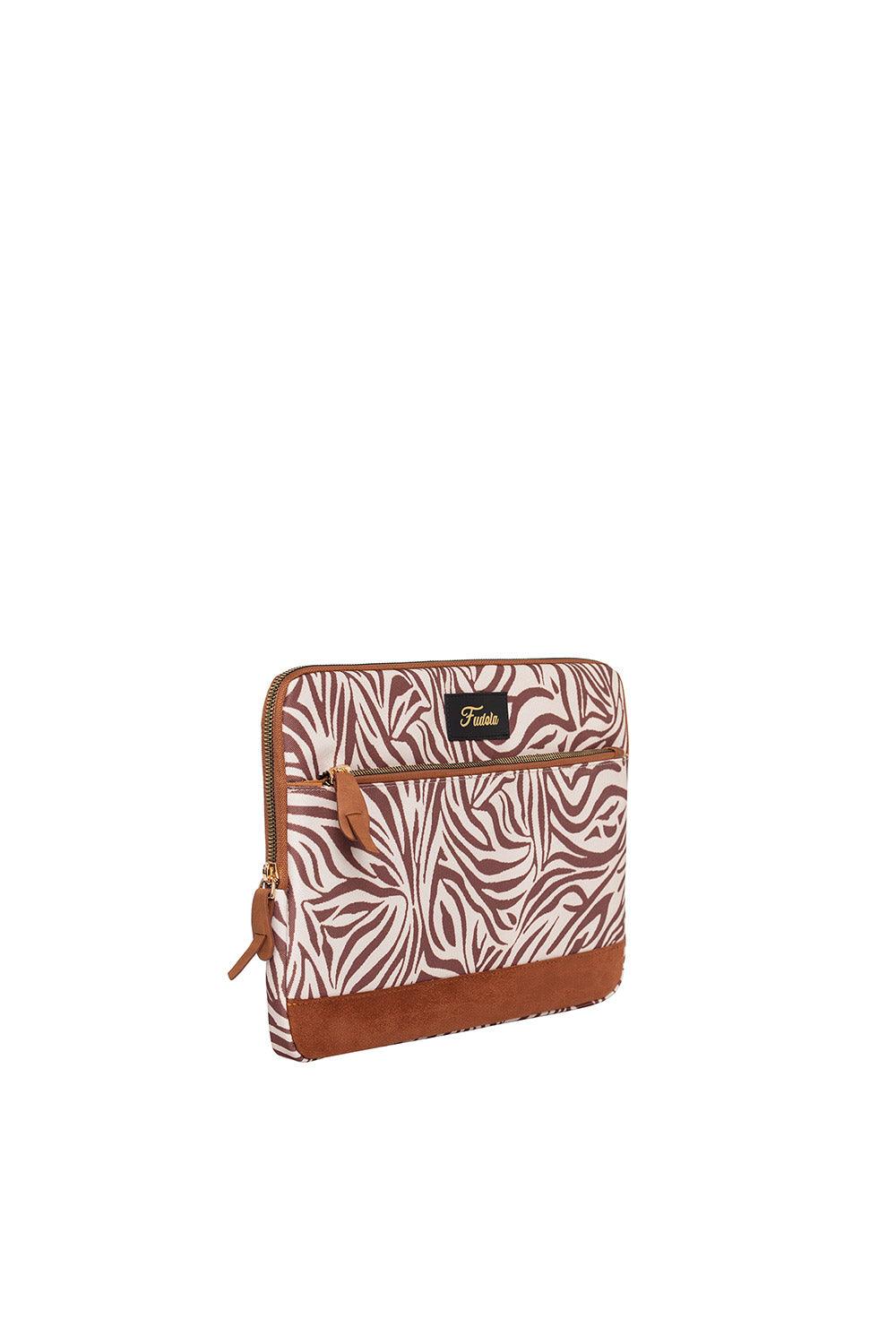 Fudela-Fudela 13-14 Inch Cream Zebra Macbook- Laptop Bag-Laptop Çantası-2-roqelvaxirum.shop