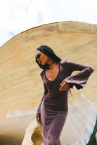 Kahshan-Goddess Brown Maxi Bamboo Dress-Elbise-6-roqelvaxirum.shop