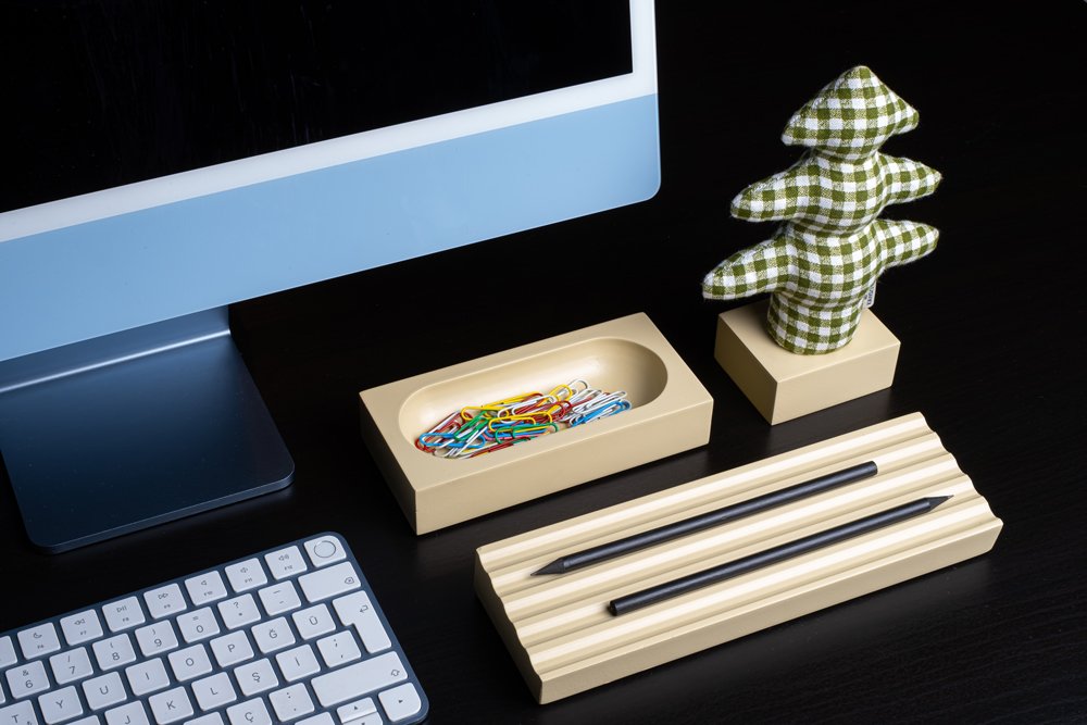 Kayigo-Woody Krem üçlü Ofis Seti Pötikareli çam-Masaüstü Organizer-3-roqelvaxirum.shop