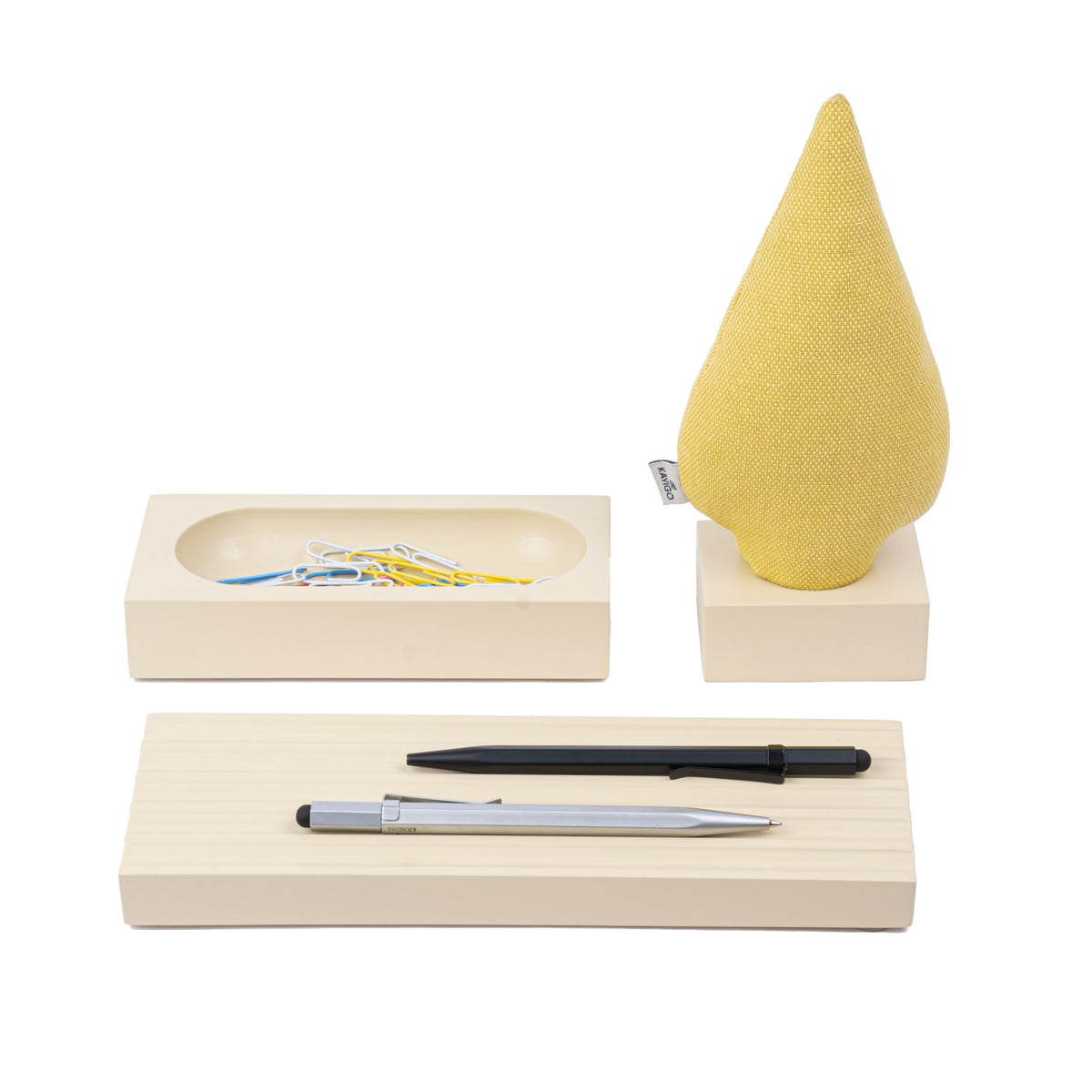 Kayigo-Woody Krem üçlü Ofis Seti Sarı Ladin-Masaüstü Organizer-1-roqelvaxirum.shop