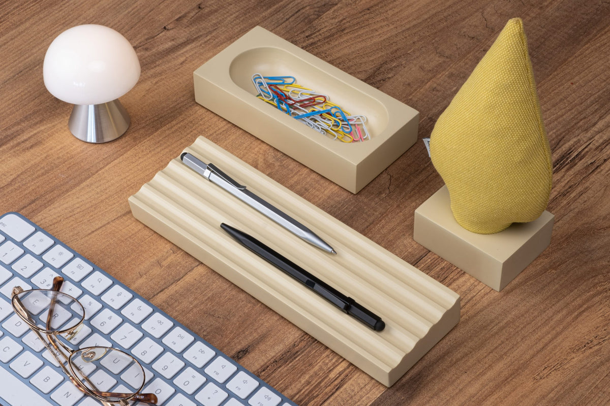 Kayigo-Woody Krem üçlü Ofis Seti Sarı Ladin-Masaüstü Organizer-3-roqelvaxirum.shop