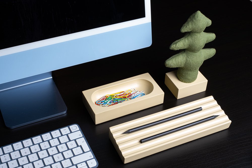 Kayigo-Woody Krem üçlü Ofis Seti Yeşil çam-Masaüstü Organizer-3-roqelvaxirum.shop