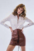 Maeve-Vegan Leather CrissCross Skirt-Etek-1-roqelvaxirum.shop