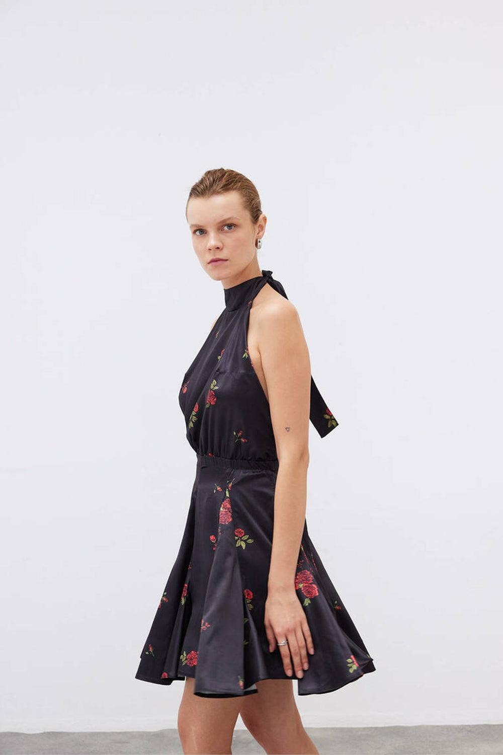Mozto-SORUNLU - Layla Rose Printed Satin Mini Dress-Elbise-3-roqelvaxirum.shop