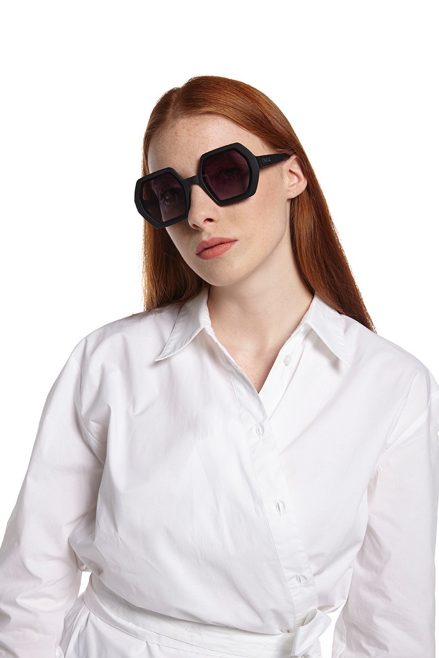 Okkia-Okkia Emma Big Hexagonal Unisex Güneş Gözlüğü Siyah-Güneş Gözlüğü-5-roqelvaxirum.shop