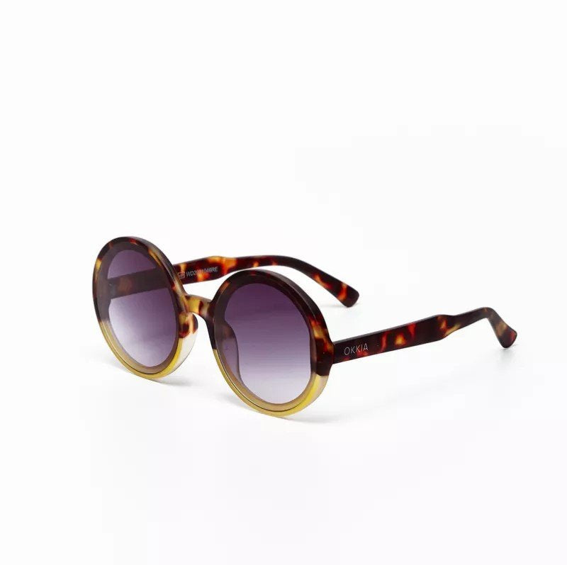 Okkia-Okkia Monica Unisex Büyük Yuvarlak Güneş Gözlüğü Havana Sarısı-Güneş Gözlüğü-2-roqelvaxirum.shop