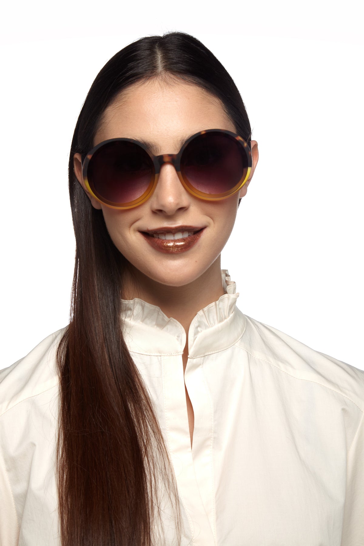 Okkia-Okkia Monica Unisex Büyük Yuvarlak Güneş Gözlüğü Havana Sarısı-Güneş Gözlüğü-7-roqelvaxirum.shop